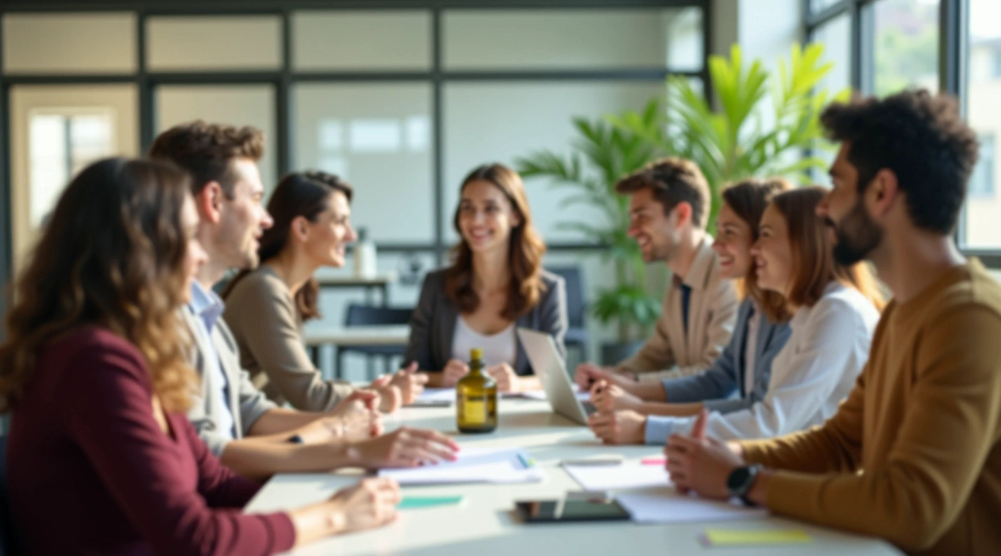 People learning together in a naturally lit workspace